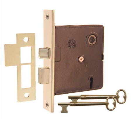 Reproduction Polished Unlacquered Brass Keyed Mortise Lock
