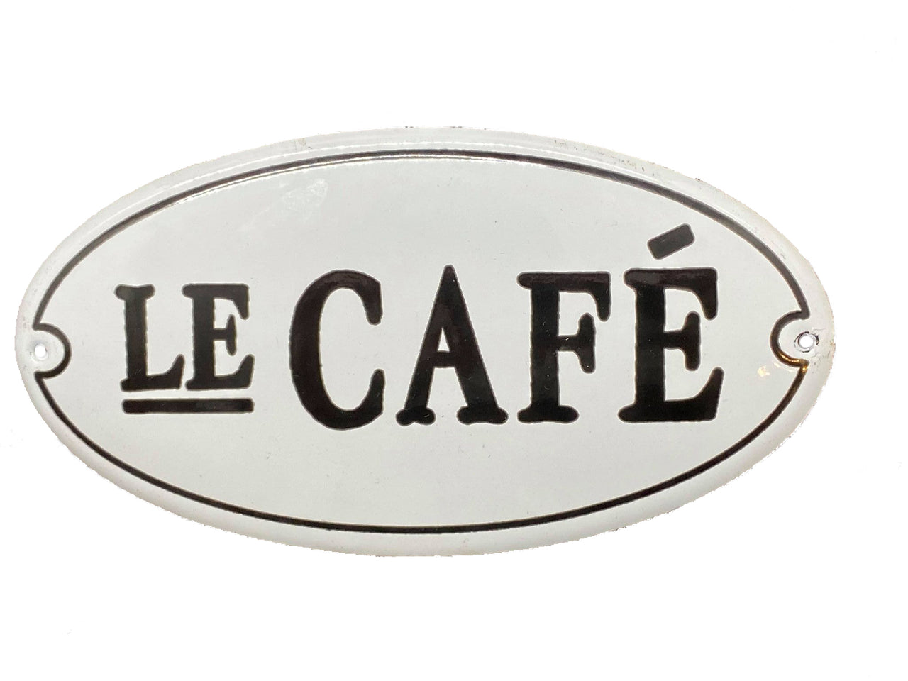 Vintage Le Cafe Sign French Porcelain Oval Enamel Charming Reproduction