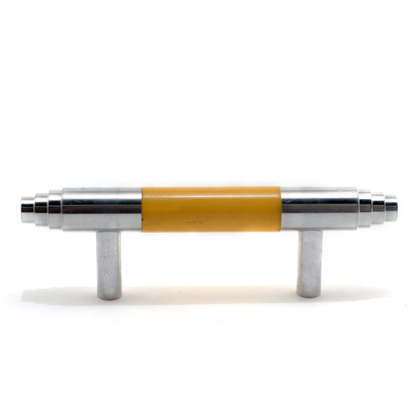Yellow Bakelite and Aluminum Cabinet Handle