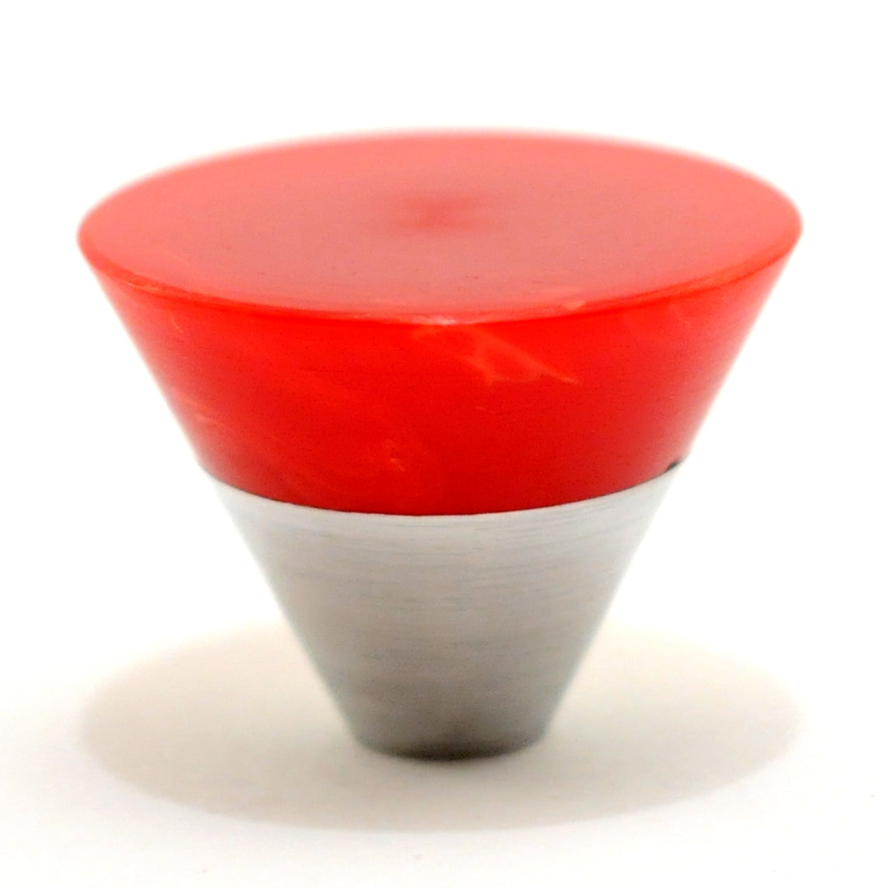 Red Bakelite & Aluminum Cabinet Knob