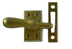 Cast Satin Brass Casement Fastener with Mortise Strike