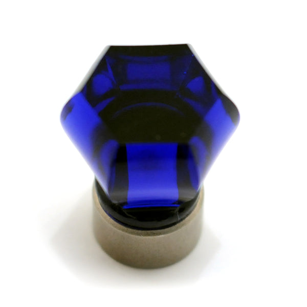 Cobalt Blue Glass Cabinet Knob With Satin Nickel