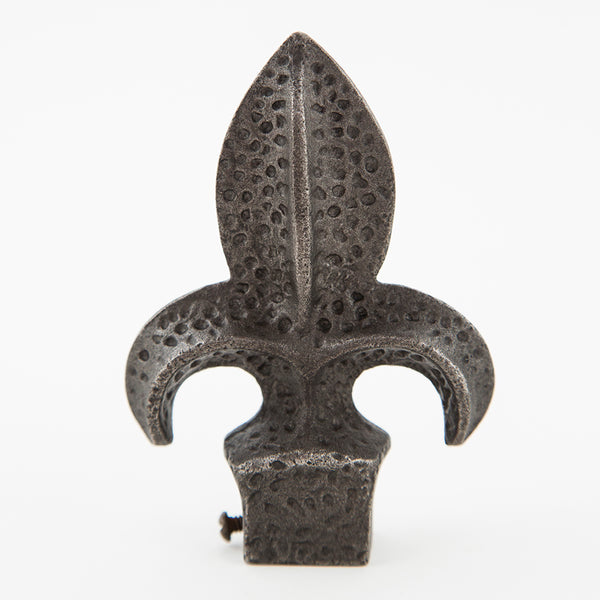 Hammered Iron Fleur-de-Lis Curtain Finial