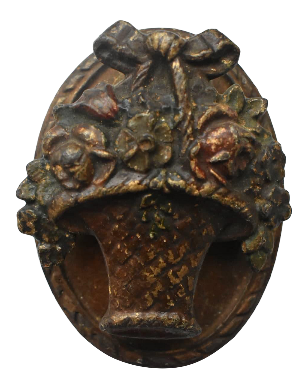 Cast Iron Oval Floral Door Knocker Circa 1920