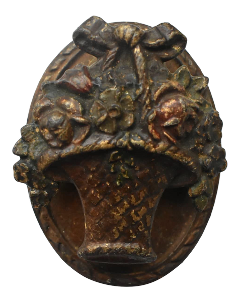 Cast Iron Oval Floral Door Knocker Circa 1920